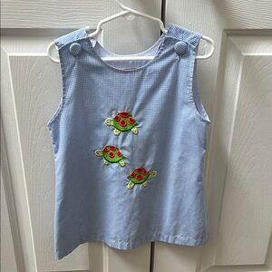 Handmade gingham jumper with Turtle Appliqué